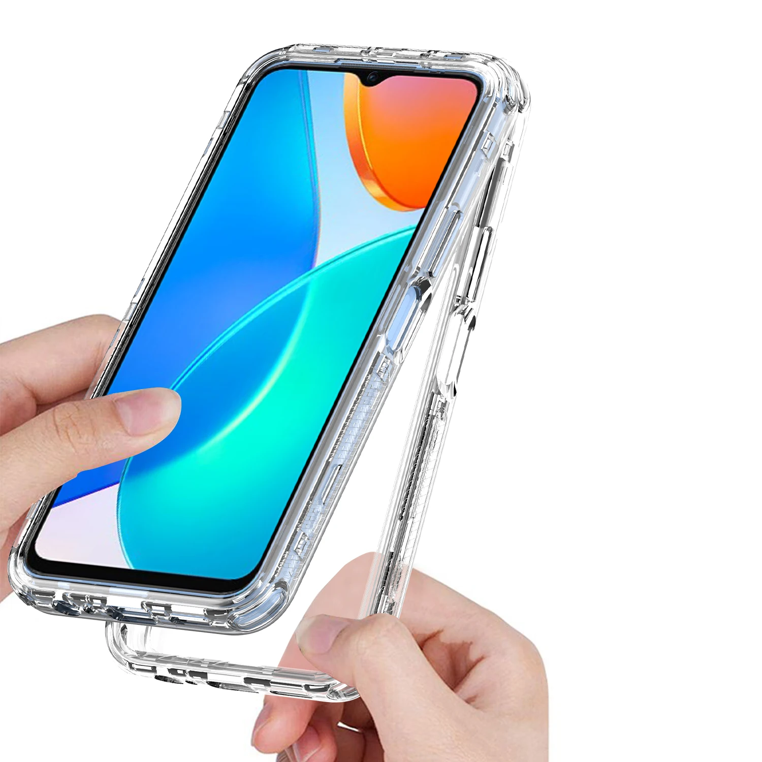Rugged Armor Shockproof Transparent Phone Case with Hard Plastic Frame