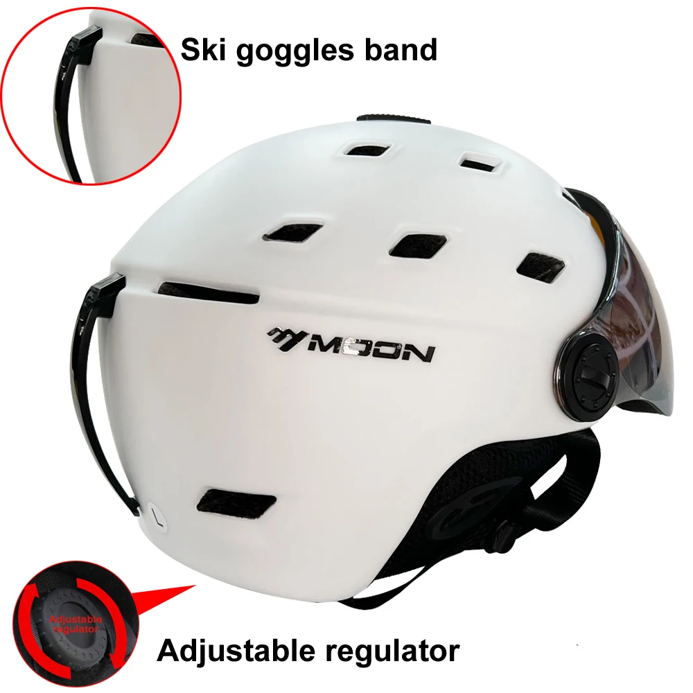 MOON スキーヘルメット ゴーグル 一体成型 PC+EPS 高品質スキー