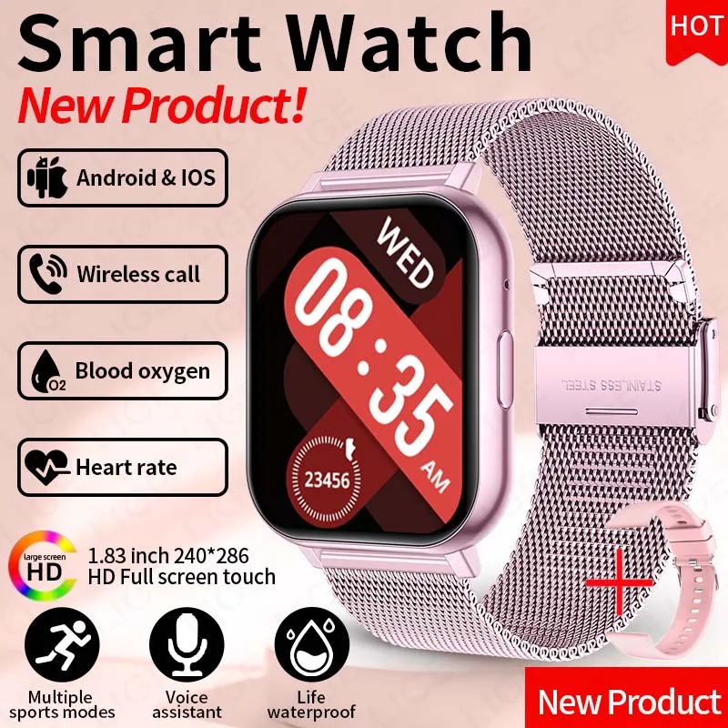 LIGE 2026 Health Monitor 1.83" HD Screen Fitness SmartWatch Call thumbnail 3