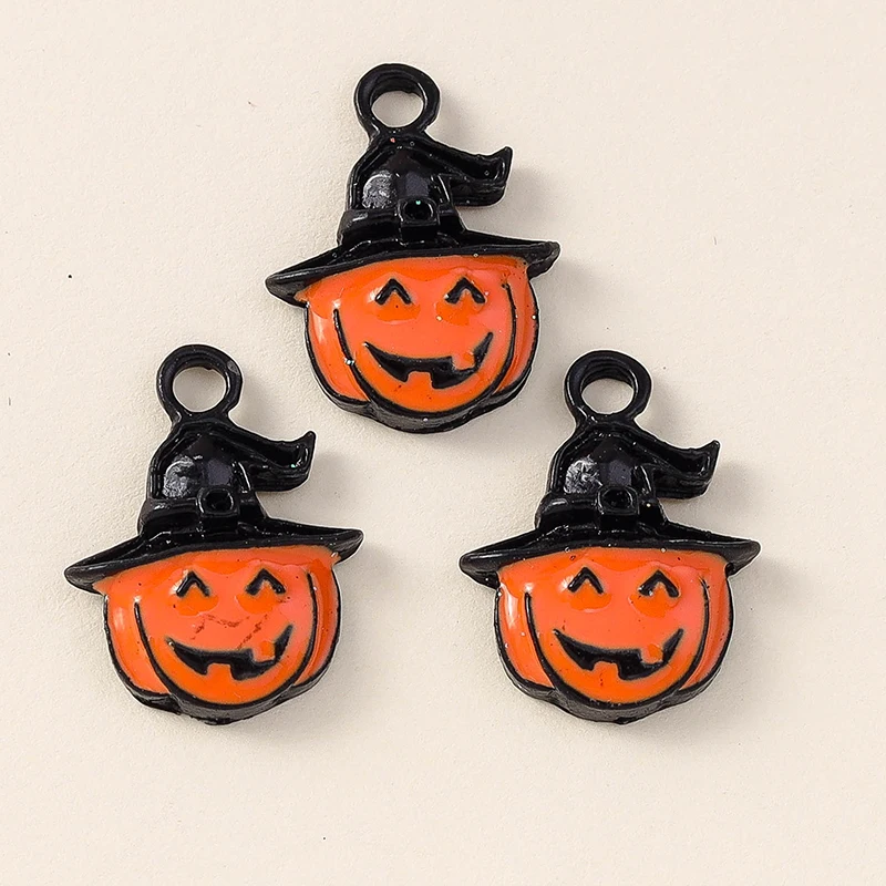 Leslie 10 Stück Halloween-Charms, niedlicher gruseliger Kürbis-Charm-Anhänger für Halloween-Schmuckherstellung, Halsketten, Ohrringe, Armbänder, DIY – Detail 9