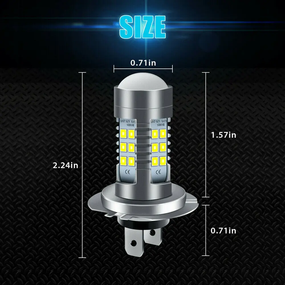 2PCS H7 LED Headlight Bulbs High Low Beam 6000K Super White Lights Car Fog Lights Auto DRL H4 H8 H8 H11 Cob Chips 12V 24V 80W