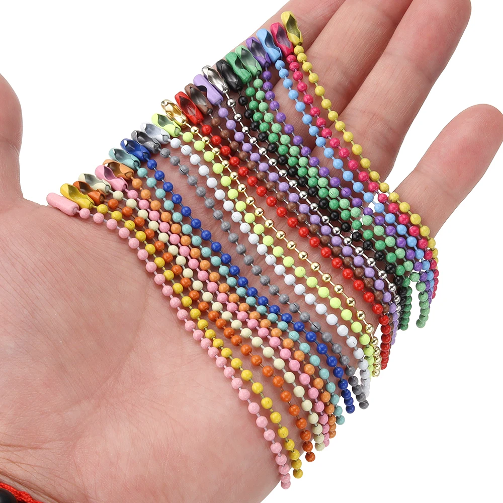 100 teile/los Eisen Ball Perlen Ketten 10 cm/12 cm Bunte Schlüsselring Kette Label Hand Tag Stecker Groß ketten Für DIY Schmuck Machen – Detail 6