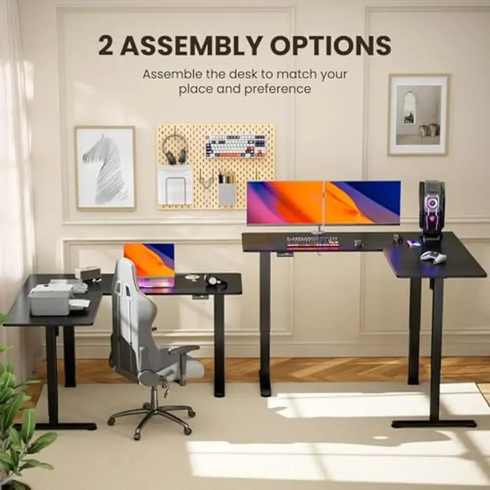 Electric L Shaped Standing Desk Dual Motor Height Adjustable 220lb Load Spacious Desk Sit-stand Desk 5