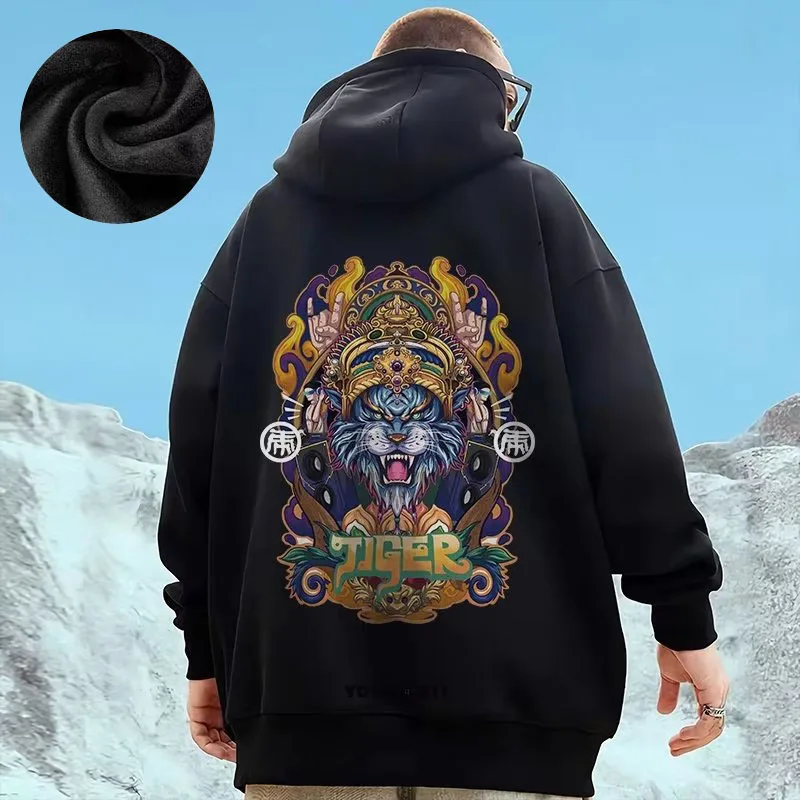 Hooded Sweater Men's Trendy Brand Large Size M-8XL Men's Autumn And Winter Style Plush And Thick Fat Hip-hop Pullover Jacket