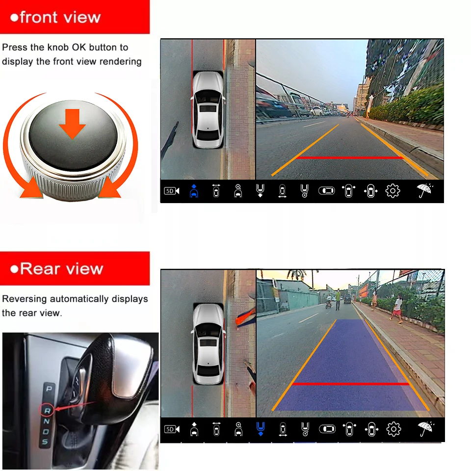 5D 360 camera for car 360 panoramic car camera bird view system supports AHD1080p output vehicle models compatible