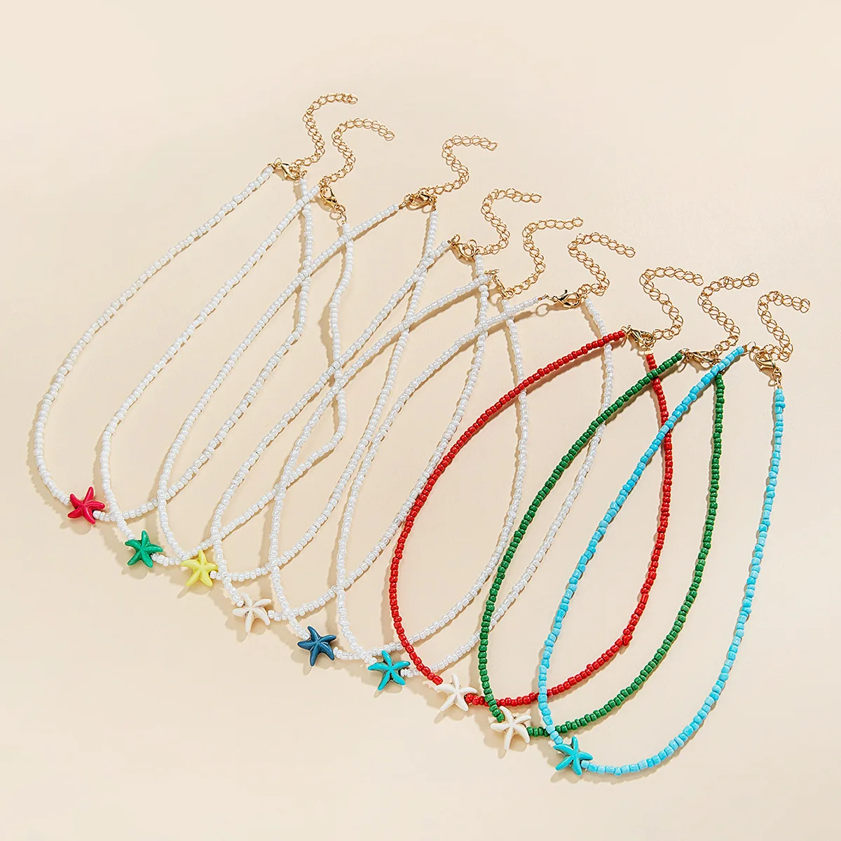 Shell Starfish Short Necklace for Women Multicolour Sea Star Beads Handmade Clavicle Choker Summer Beach Jewelry Stylish Bijoux