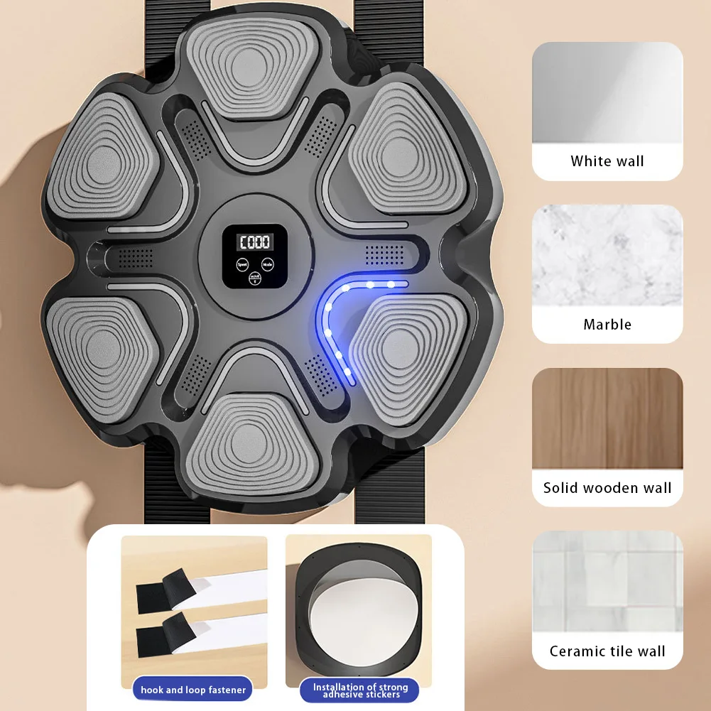 BT Smart Music Boxing Machine Adult/Children Sports Fitness Boxing Trainer Home Exercise Response Training Wall Target