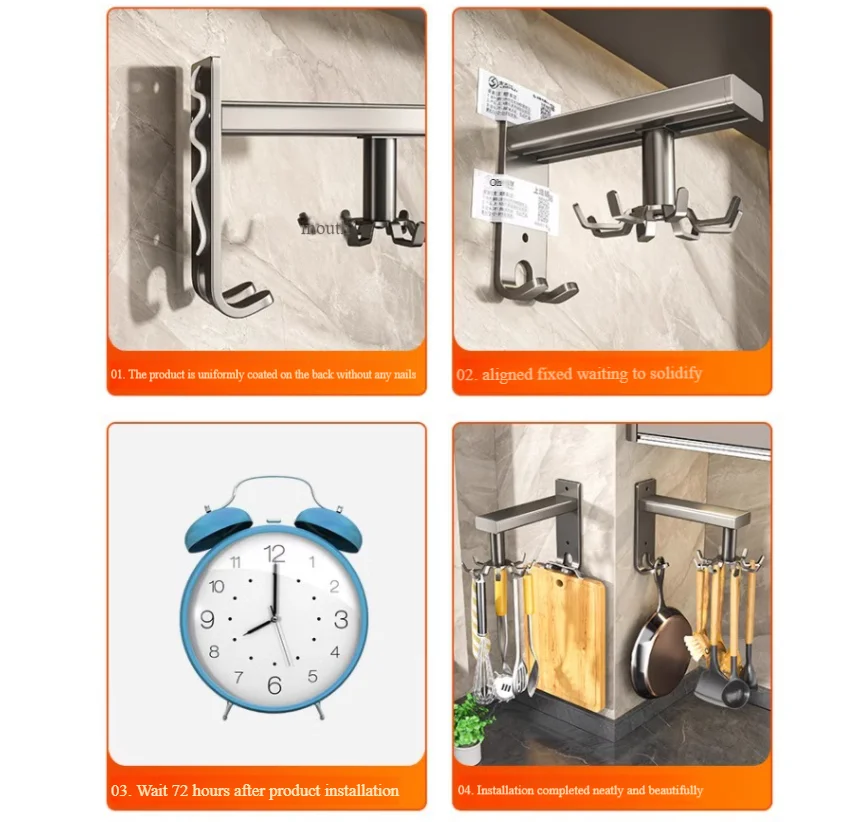 360 Degree Utensil Holder Hanger Hook with 8 Rotatable Claws Top Wall Mounted Kitchen Cooker Hooks Kitchen Organizer Heavy Duty