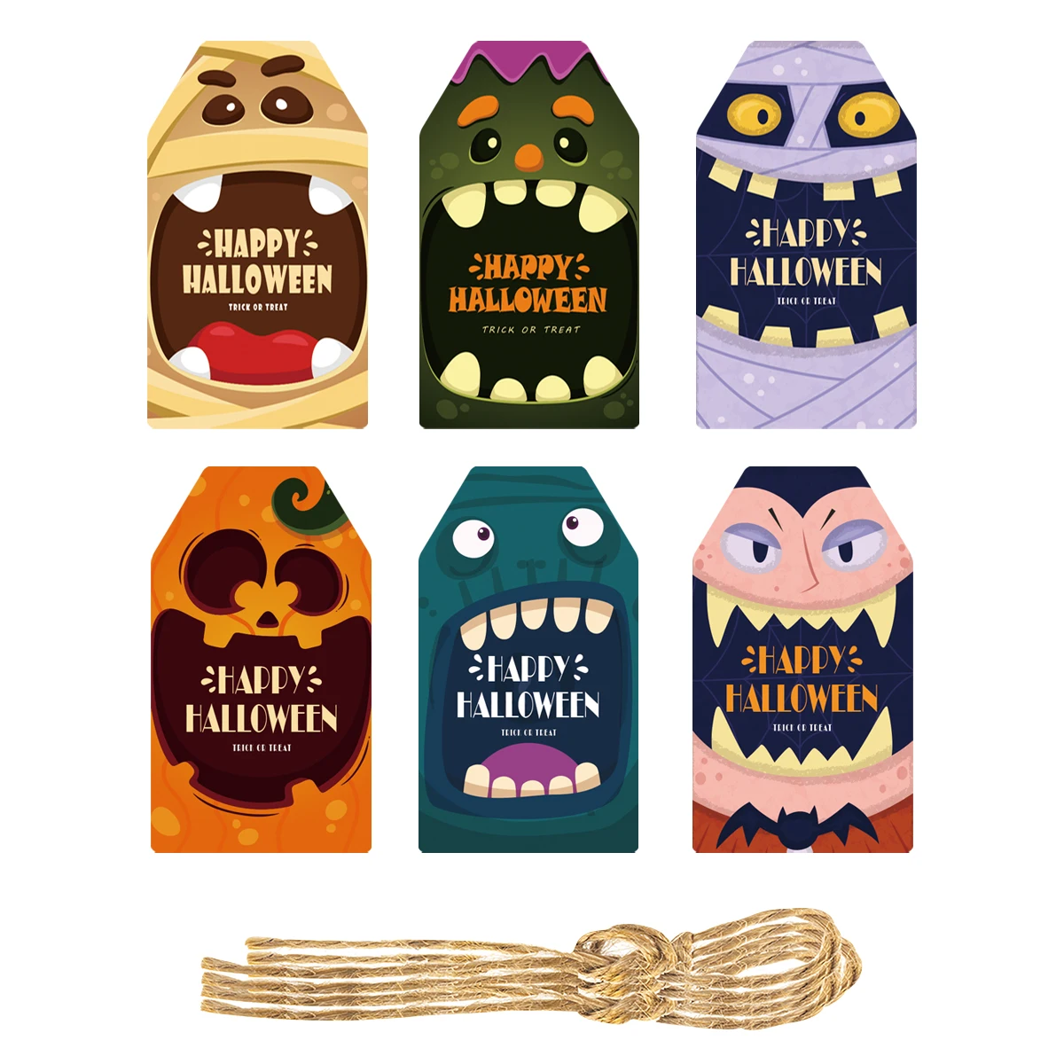 60 Stück Happy Halloween Kraftpapier-Geschenkanhänger Süßes oder Saures Goodie Candy Boo Bag Party Favor Label Tags Hängekarte Home Decor – Detail 3