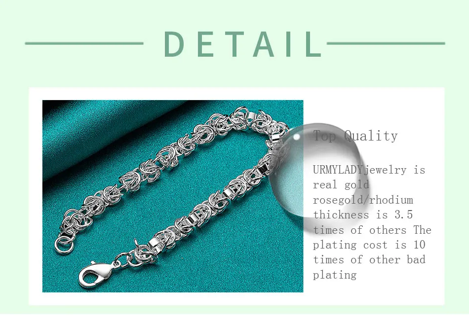 Neue Armbänder aus 925er-Sterlingsilber, Charm-Kreis, klassische Kette für Damen und Herren, Hochzeit, Party, gute Geschenke, hochwertiger Modeschmuck – Detail 8