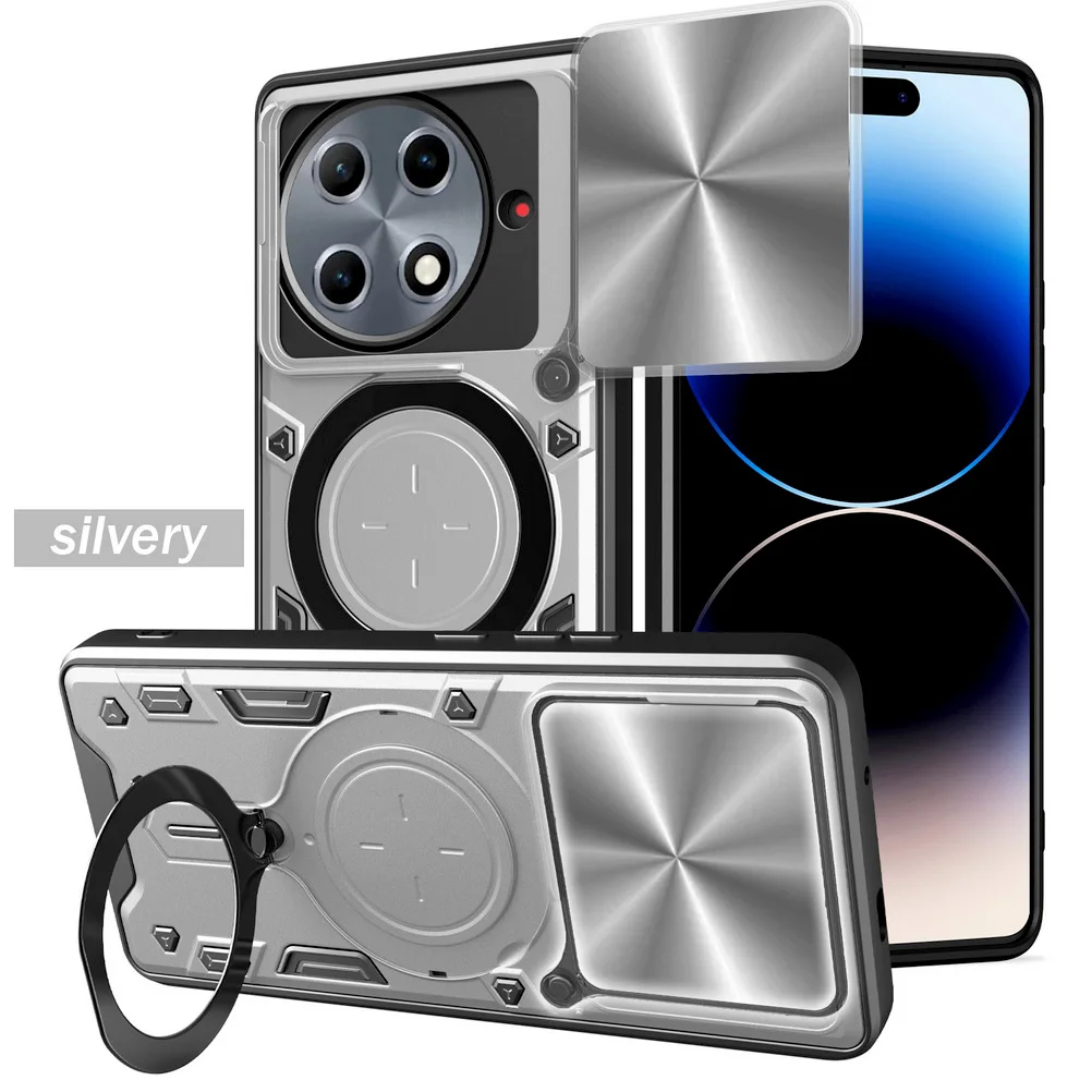 Metal Ring Camera Protect Case with Armor Rotating Holder Cover