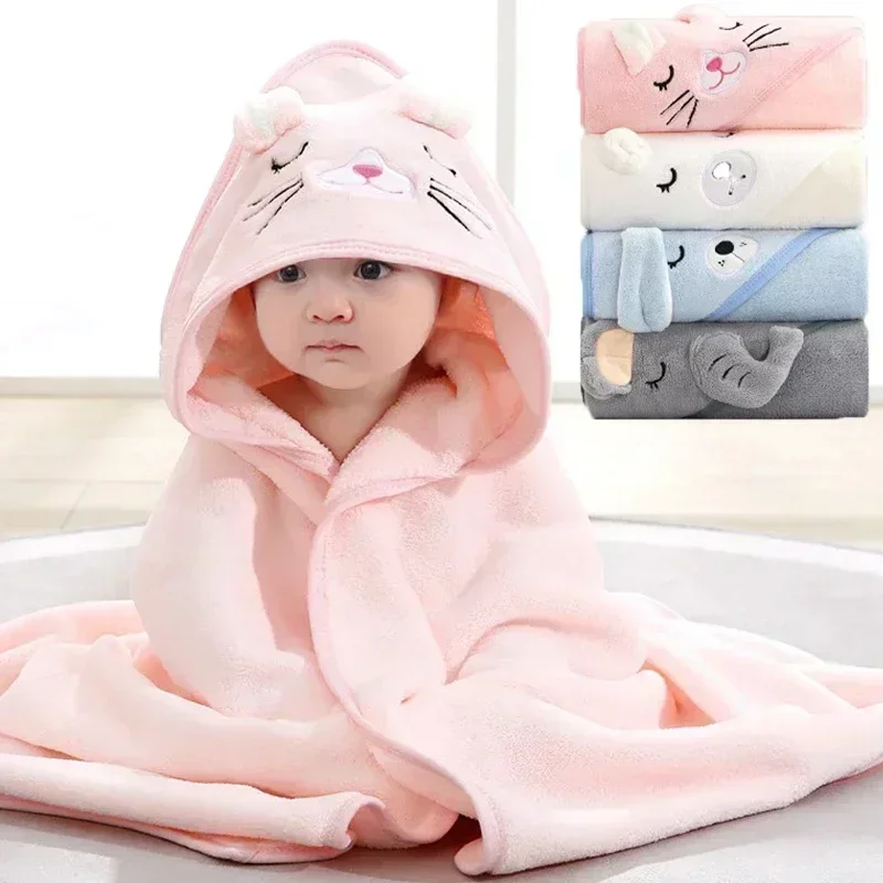 Cartoon animal baby hooded bath towels newborn soft towel blanket toddler bathrobe warm sleeping swaddle wrap for boys girls bath towel baby towel baby comforter blanket baby bathrobe