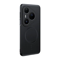 Premium Soft Leather Magnetic Protective Case - Full Coverage Silicone Cover for Huawei P60 Pro (Black)