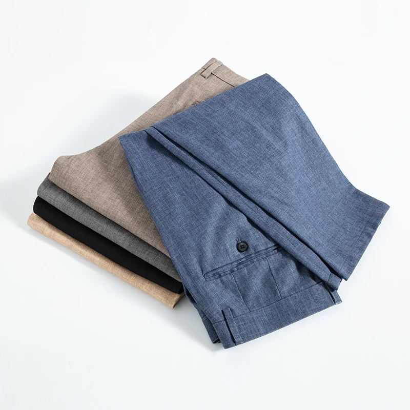 2024 New Ultra-thin Men's Fashion Pants Summer Business Breathable Linen Comfortable Male Casual Straight Trousers 6
