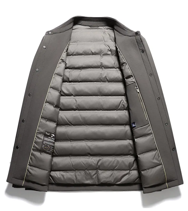 Business Casual Herren Leichte Weiße Entendaunen-Jacken Winter Einfarbige Warme Pufferjacke Oberbekleidung Lose Winddichte Parka – Detail 9