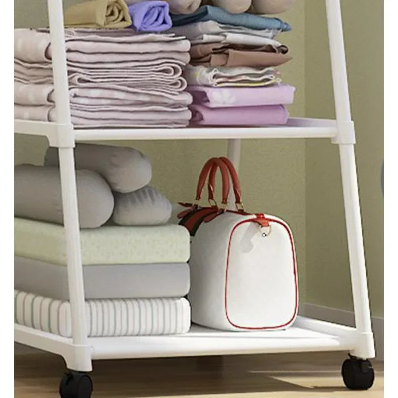 Portable Triangle Coat Rack Rolling Clothes Hanger with Pulley Simple Assembly Multifunctional for Bedroom or Household Storage