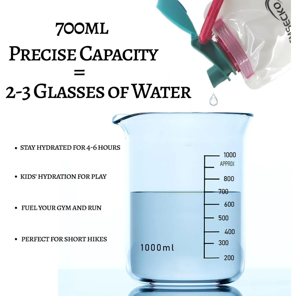Water Bottle 23 Oz Collapsible Perfect for Hydration Hiking Camping Reusable BPA Free