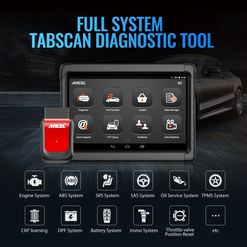 Ancel X6 OBD2 Automotive Scanner Professional ABS SRS Oil EPB BMS Reset All System Bluetooth ODB OBD 2 Car Diagnostic Scan Tools 2