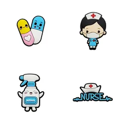 Nurse-Themed Shoe Charms for Clogs and Accessories Decoration (Transparent)