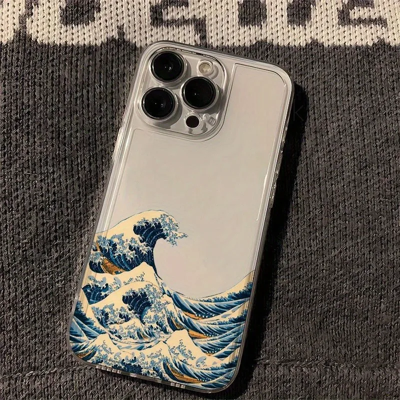 Creative Japan Wave Shockproof Transparent Phone Case Cover