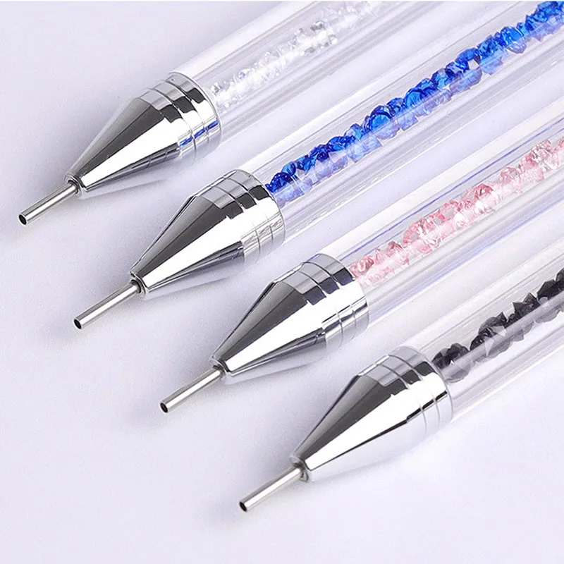 1PCS Acrylic Double Head Rhinestone Picker Dotting Pen Crystal Beads Handle Wax Pencil Manicure Point Drill Pen Nail Art Tools#5 6