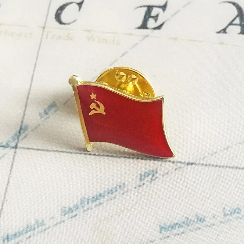 Lapel Pins, USSR, Russia National Flag, Crystal Epoxy Metal Enamel Badge Brooch, Collection Souvenir Gifts