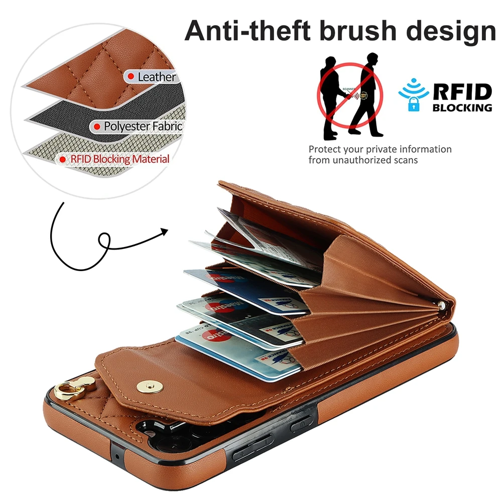 Stylish Leather Crossbody Phone Case with Lanyard