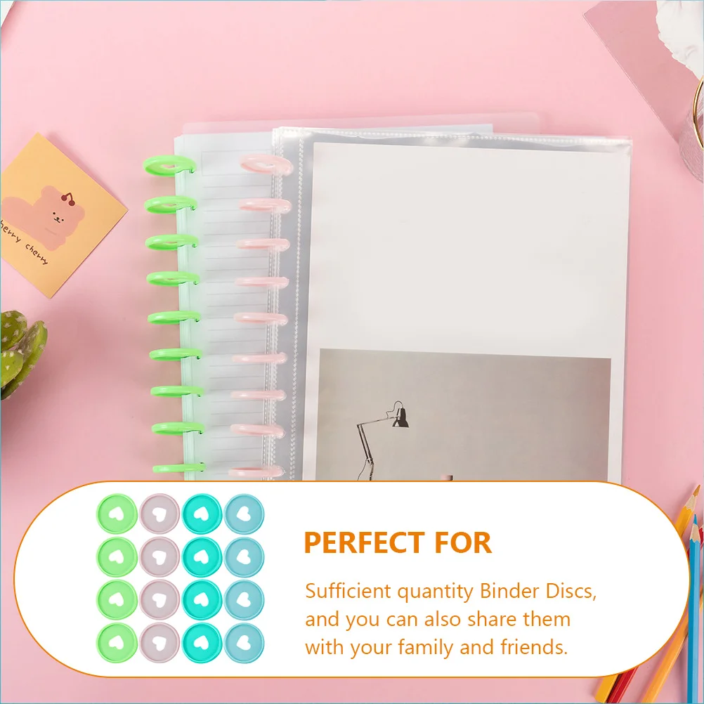 80 Pcs Macaron Color Heart Shaped Binder Discs Binding Buckles Book Discs Planner Accessories Small Binder Clips Loose