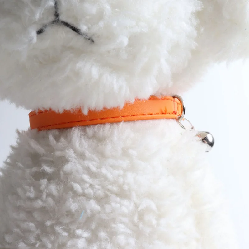 Macaron Color Cute Pet Cat Collar, Elastic Webbing Cat Collar Adjustable PU Color Small Collar with Bells for Puppies and Cats 3