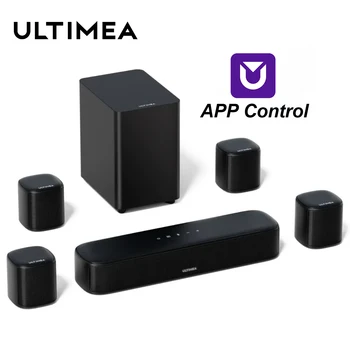 ULTIMEA 350W 7.1ch Virtual Surround Soundbar, Home Theater TV Sound Bar with Subwoofer&4 Surround Speakers, Smart App Control