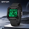 SANDA 2194 Square LED Electronic Watch Mens Multifunctional Digital Timing Clock Calendar Alarm Military Casual Waterproof Watch 2