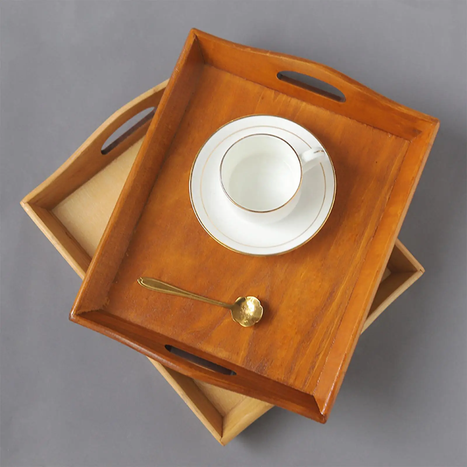 Elegant Wooden Serving Tray with Convenient Handles for Ottoman, Food, Breakfast, Drinks