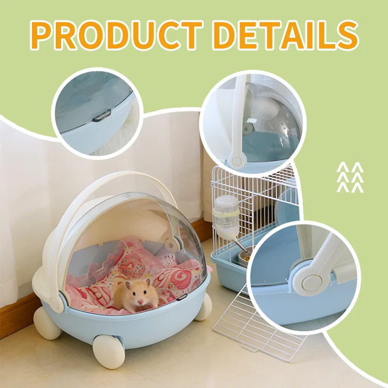 Blue Rotatable Hamster House Box, Suitable for Small Pet Storage, Made of Plastic, Suitable for Storing Dolls, Dustproof and Moisture-Proof 4