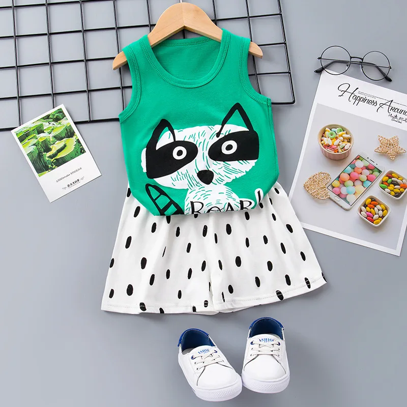 Girls Clothing Set Summer Cotton Sleeveless Flower Rabbit Cartoon Baby Outfits Floral Bunny 8 Girls