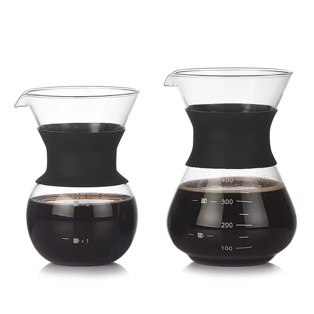 Pour Over Coffee Maker Set with Reusable Stainless Steel Filter Elegant Coffee Dripper Pot,Glass Carafe Permanent for Camping 5