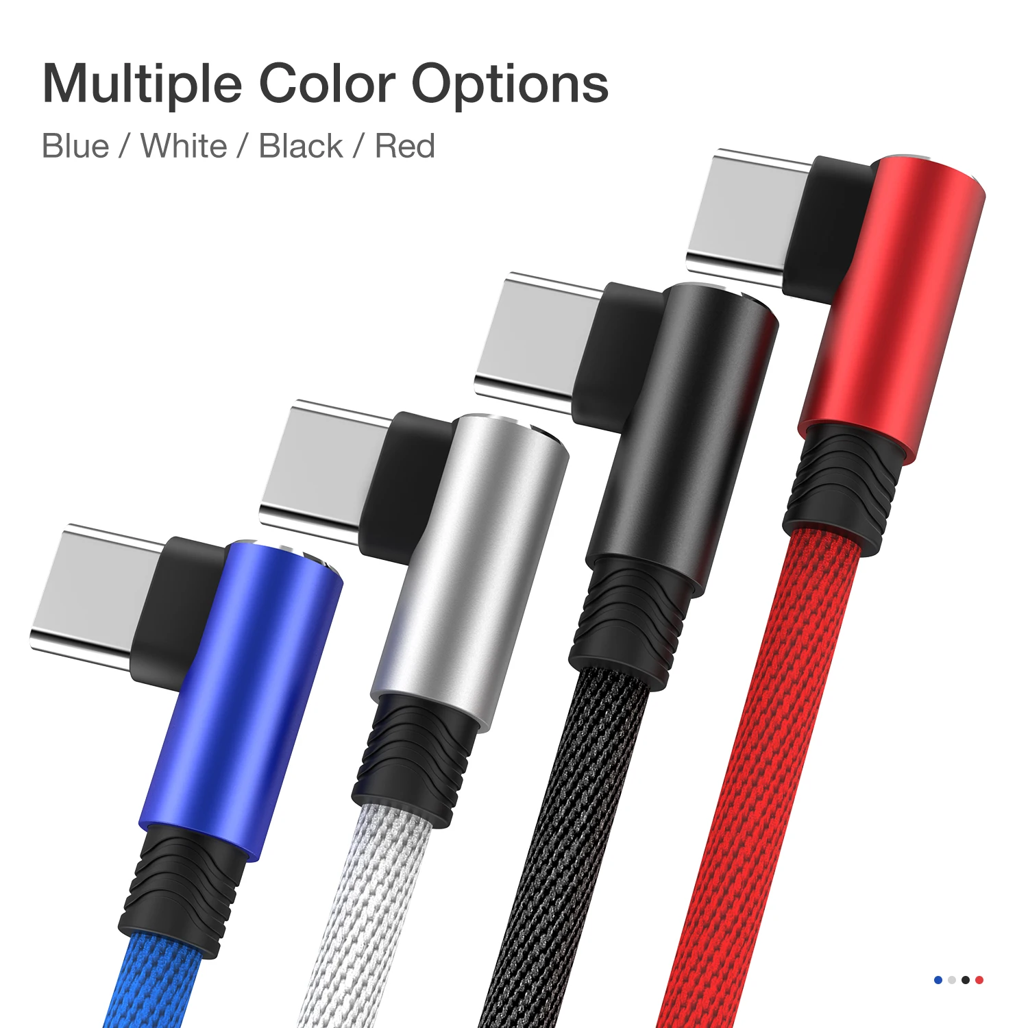 90 Degree USB-C Fast Charging Cable - 3A, 2M/3M Length