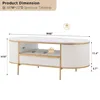 48" Oval Coffee Table with Drawer, Faux Marble Top, Curved Profile Design, Center Table for Living Room, Café Tables 2