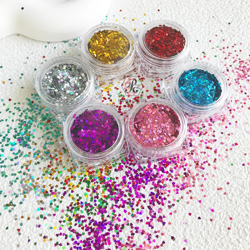 Nail Glitter Supplies 12 Colors Set Mini Love Hearts Shape For DIY Nail Decoration