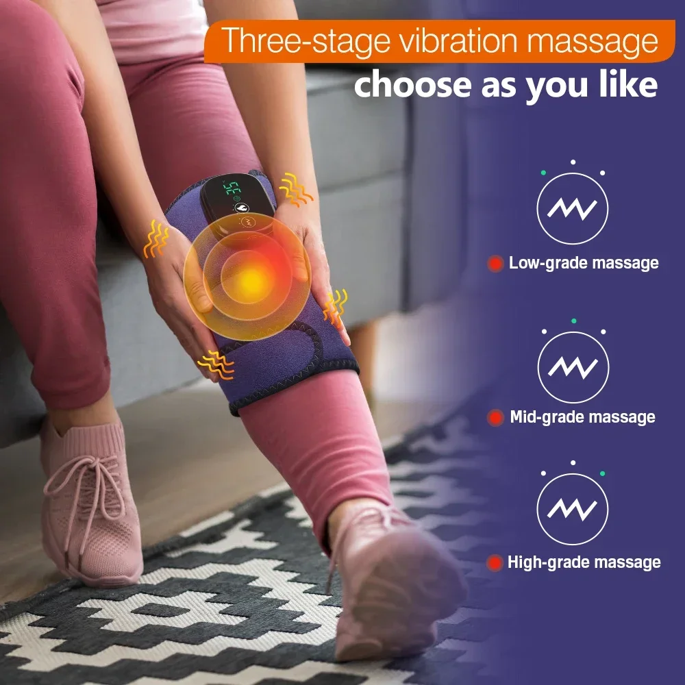 Eletric Heating Device Vibration Physiotherapy Knee Pads for Elbow Joint Osteoarthritis Rheumatic Pain Warm Massage_voghion.com