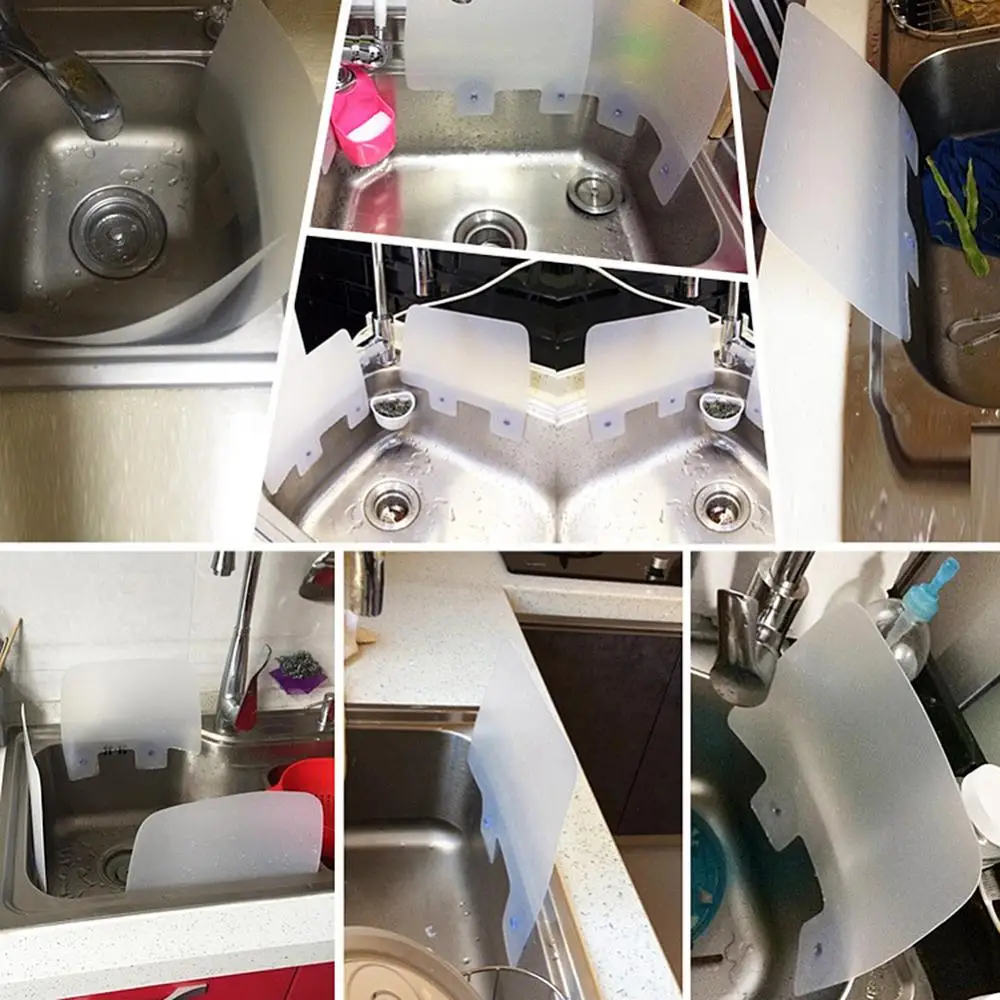 1Pc Kitchen Sink Water Splash Guards With Sucker Waterproof Screen For Dish Fruit Vegetable Washing Anti-water Board