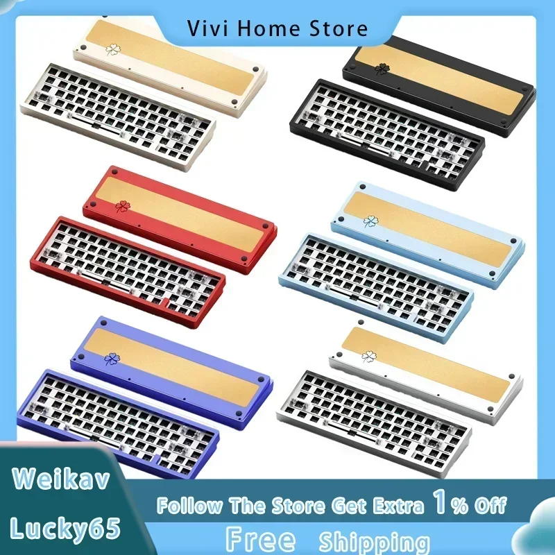 

Weikav Lucky65 Mechanical Keyboard Customized Aluminum Alloy Kit 3-mode Hot Plug RGB 65 with PC Game Office DIY Keyboard Gift
