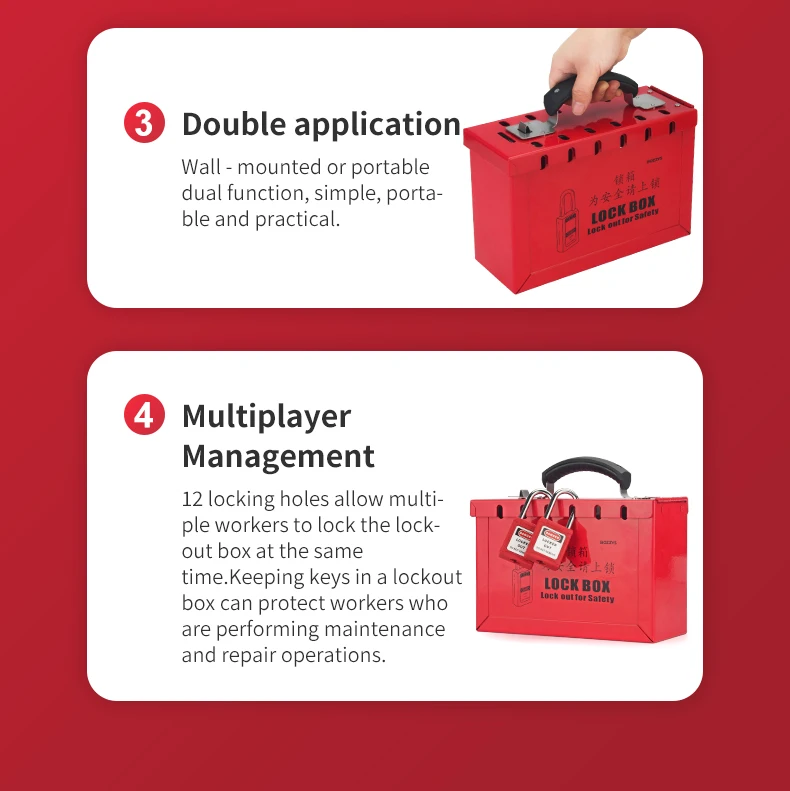 BOZZYS Lockout-Tagout-Box, tragbare Sicherheitsbox für OSHA-konforme Gruppen zur Verhinderung von Missbedienung – Detail 10