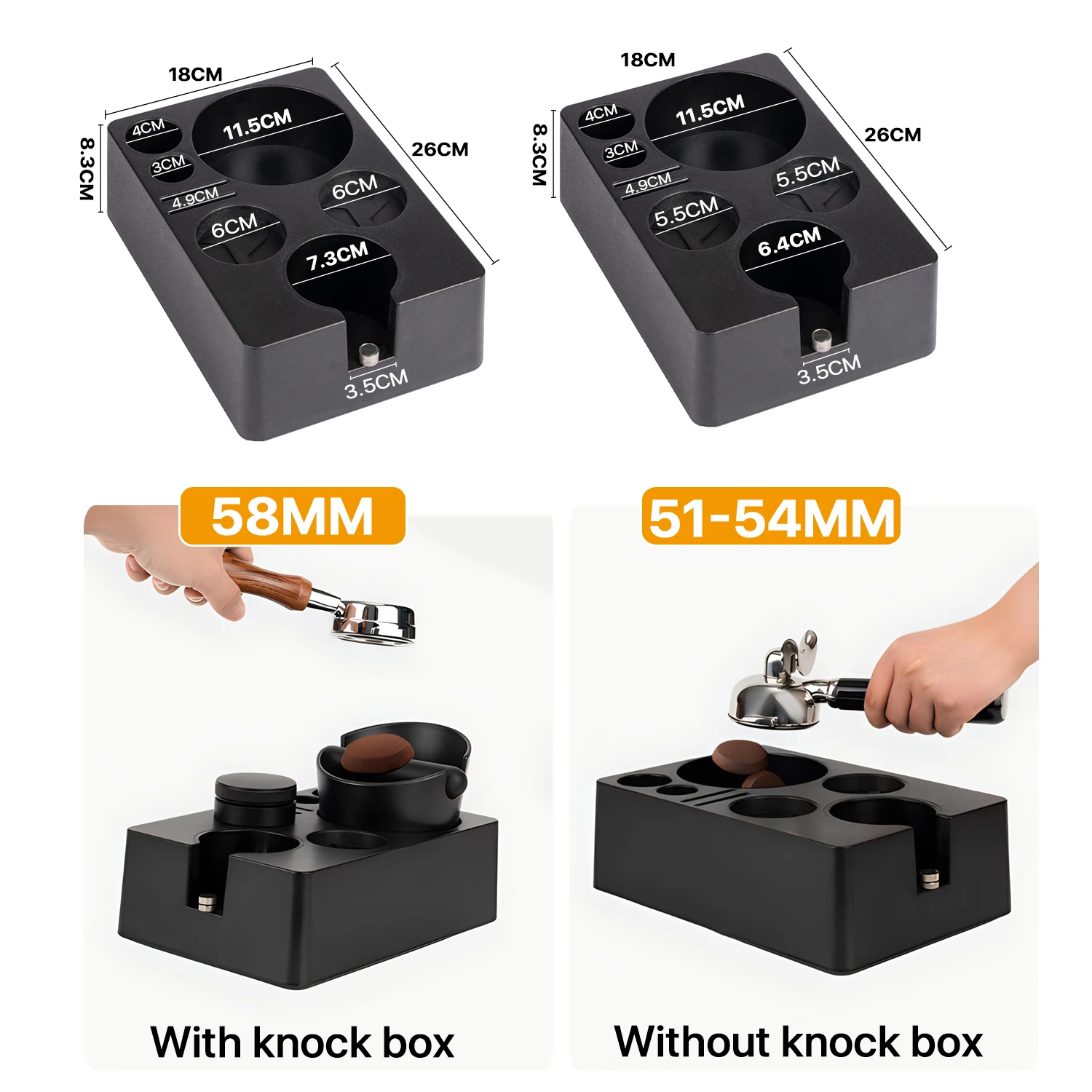 51/53/58mm ABS portafiltro per caffè portafiltro supporto distributore Espresso Tamper Mat Stand Espresso Knock Box accessori per caffè