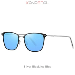 Polarized Metal Sunglasses with UV400 Protection (Black Ice Blue)