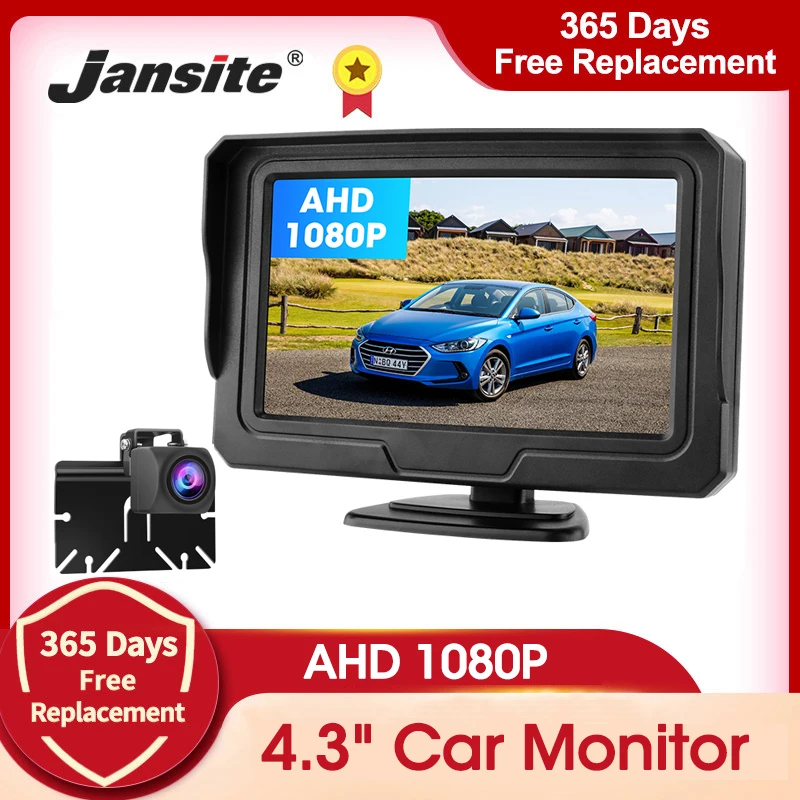 

Jansite 4.3" Car Monitor AHD 1080P Rear View Camera LCD Display Parking Rearview System Night Vision Waterproof Reversing Cam