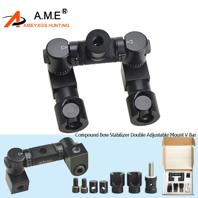 Compound Bow Stabilizer Double Adjustable Mount V Bar Archery Connector