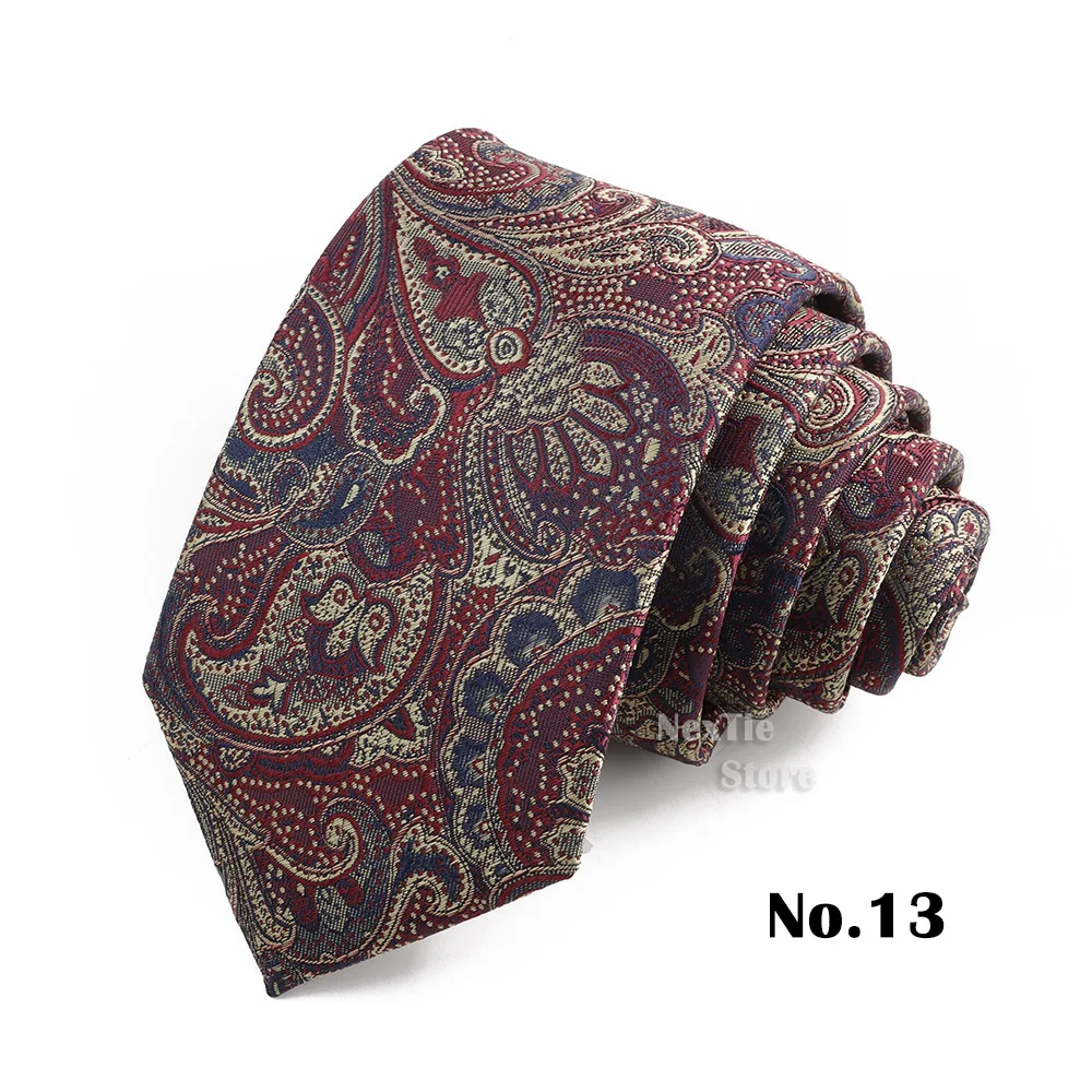 Klassische Herren- und Damen-Krawatte, bunt, 7 cm, Polyester, Paisley-Hochzeitskrawatte, formelle Business-Party-Krawatte, Accessoires, Geschenk – Detail 13