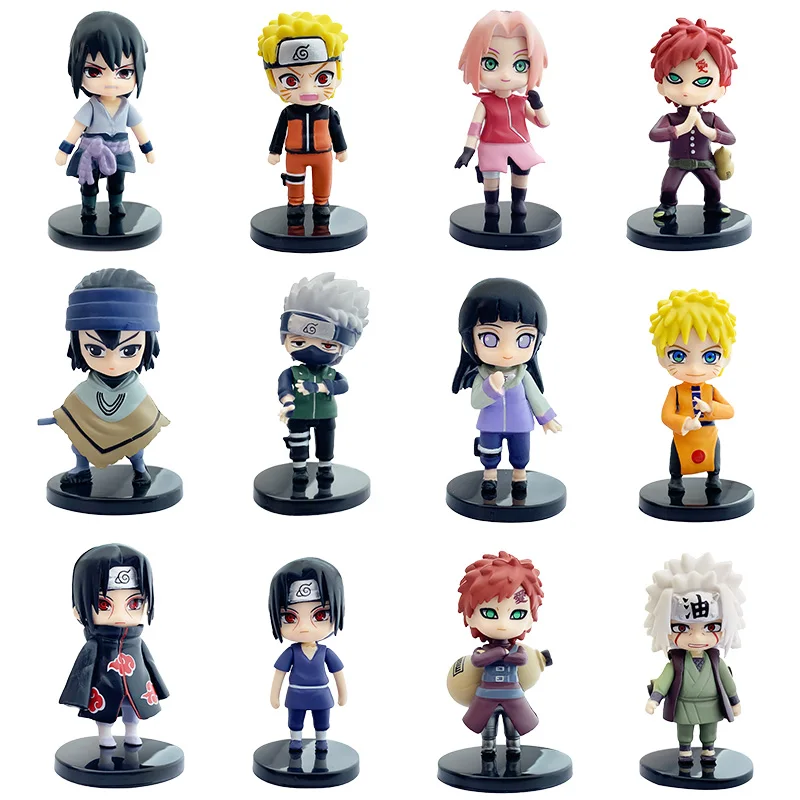 Set mit 12 Naruto Anime Shippuden Figuren: Hinata, Sasuke, Itachi, Kakashi, Gaara Actionfiguren Q-Version PVC Ornament Spielzeug Geschenk – Detail 1