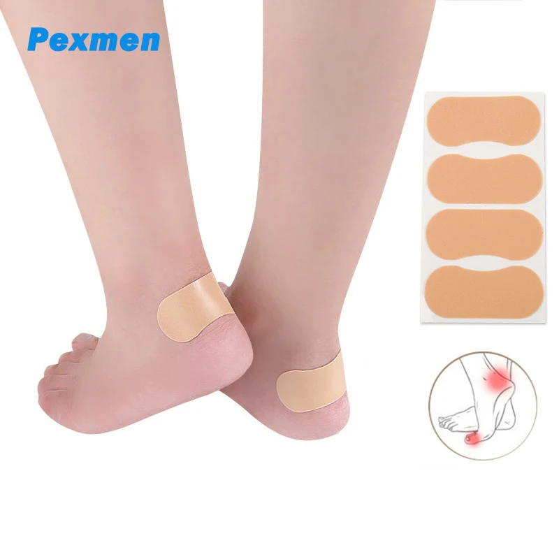 Pexmen 4Pcs Waterproof Heel Sticker Foot Protector for Rubbing Friction Callus and Blister Bunion Pads Self-Adhesive Stickers 6 books memo pads sticky memo papers lovely sticky tabs memo notepads self adhesive check lists