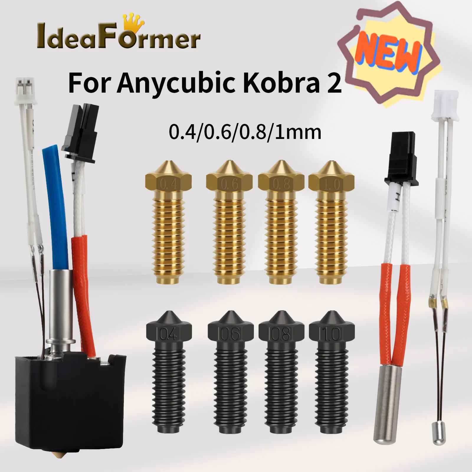 3D-Drucker Düsen Set Für Anycubic Kobra 2 – 5 Stück 0,4 Mm Messingdüsen, Passend Für Neo, Plus, Pro, Max – Hochgeschwindigkeitsdruck
